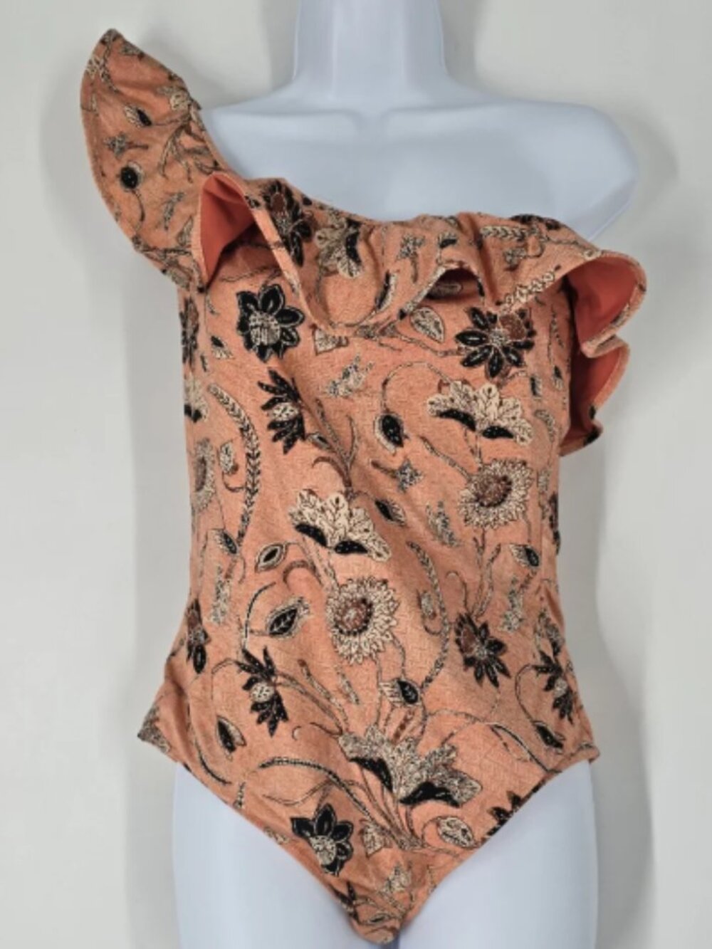 Ulla Johnson Martina Maillot One Shoulder Floral Swimsuit in Primrose Size L - Picture 3 of 3